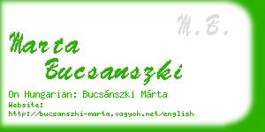 marta bucsanszki business card